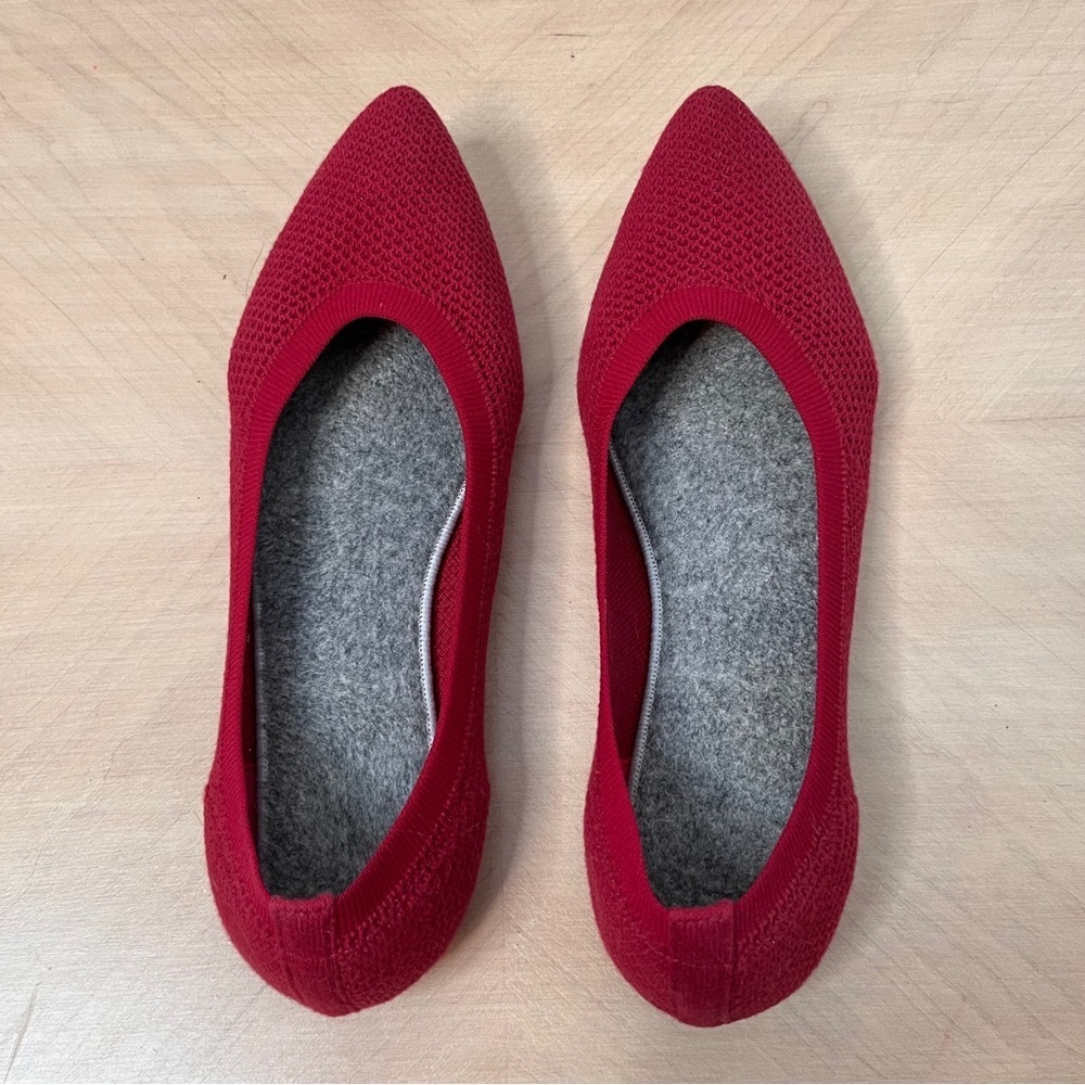 Pointed Toe Knit Ballet Flats Women’s Size 11 Red - Picture 3 of 6